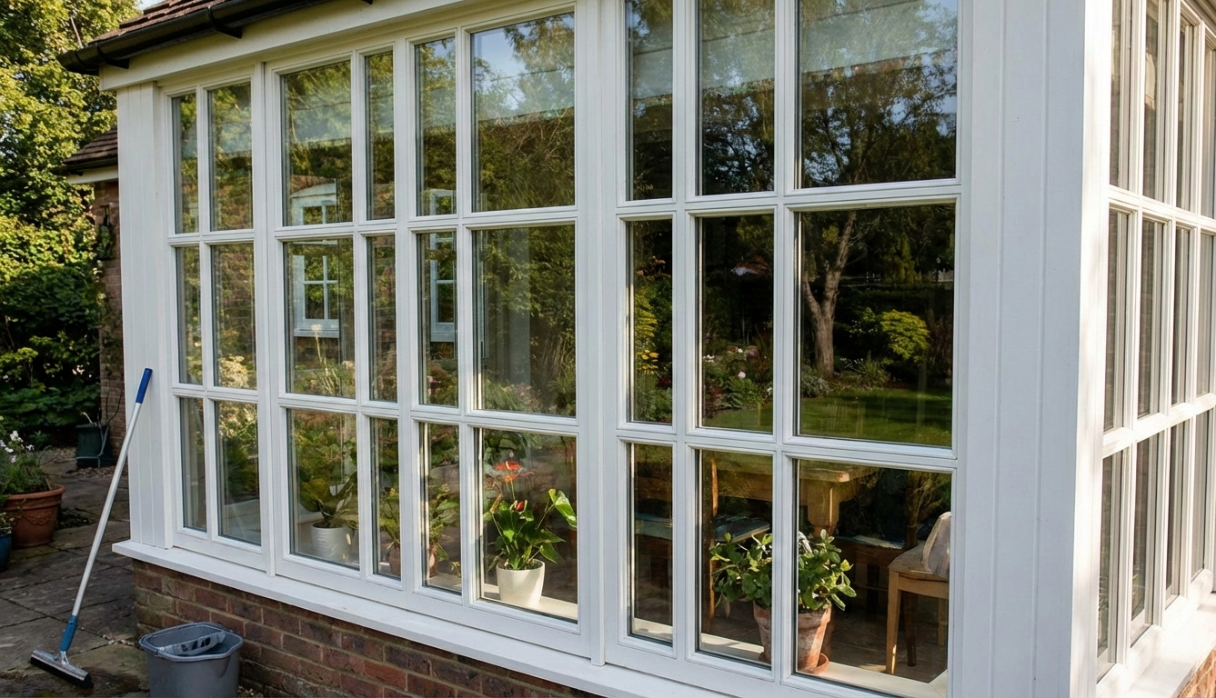 The sunroom is now clean and is reflecting natural light and crystal-clear views.